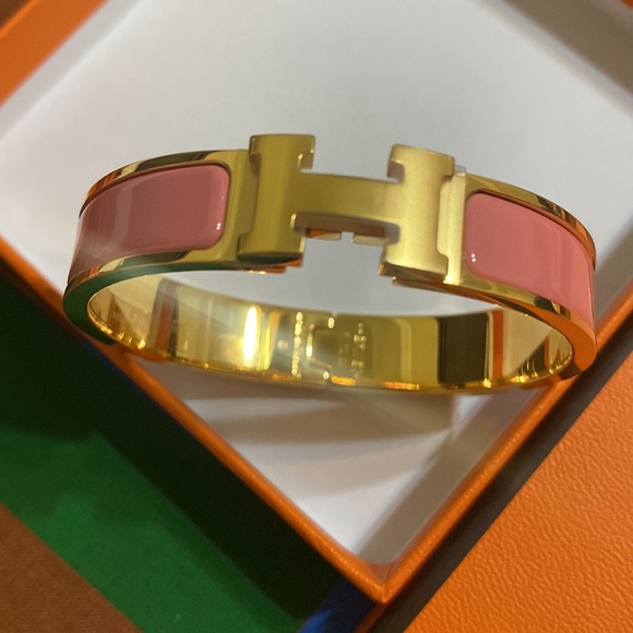 NEW HERMÈS CLIC H BRACELET PINK - Picture 7 of 17